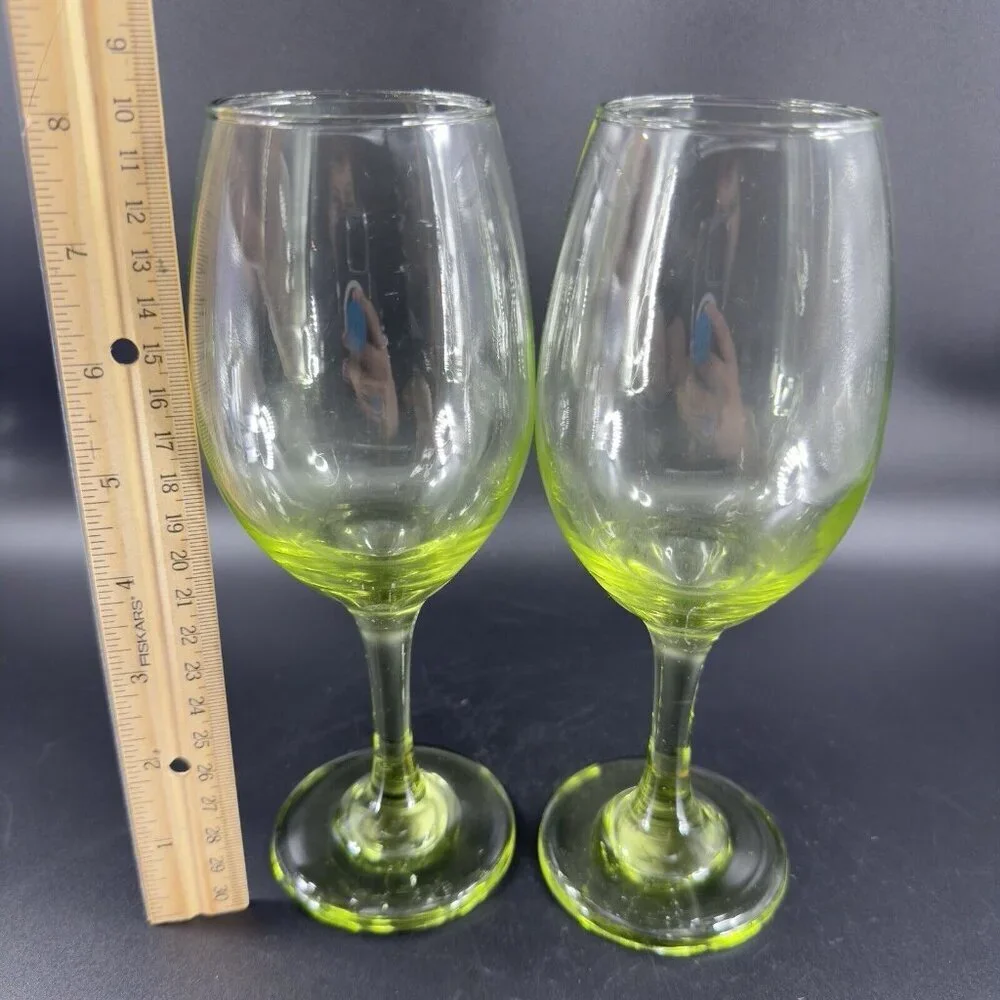 Light Transparent Green Goblet Drinking Glasses Set 2‎ BarWare Glassware Glasses